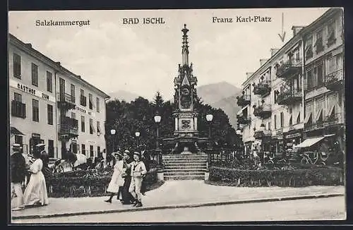 AK Bad Ischl /Salzkammergut, Gasthof am Franz Karl-Platz