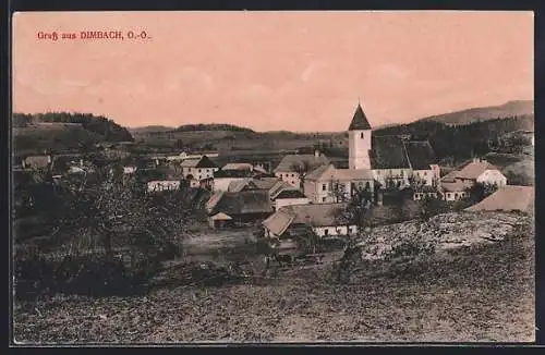 AK Dimbach, Ortsansicht aus der Vogelschau