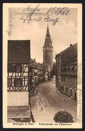 AK Kitzingen a. Main, Falterstrasse mit Falterturm