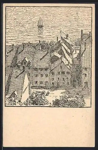 AK Meersburg /Bodensee, Häuser am See