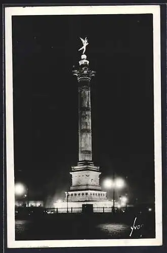 AK Paris, La Colonne de Juillet illuminée