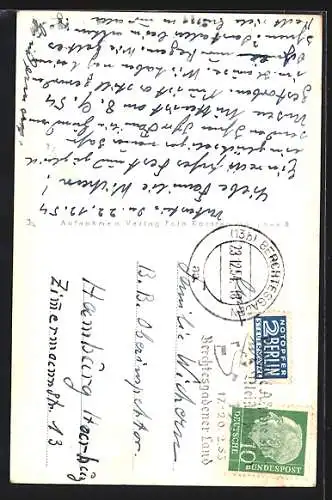 AK Berchtesgaden, Gasthaus und Ortsansicht mit Bergpanorama