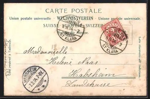 AK Basel, Matthäuskirchplatz mit Kirche