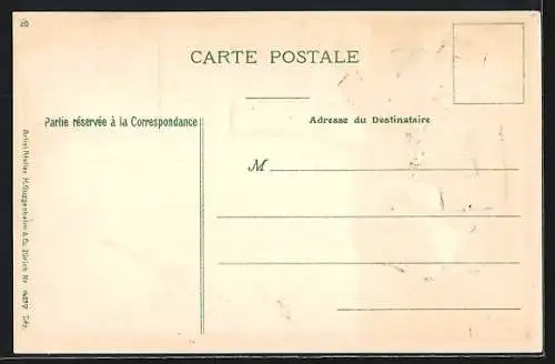 Passepartout-Lithographie Paris, Square Saint-Pierre et le Funiculaire, Postbote, Briefmarken