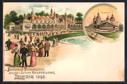 Lithographie Leipzig, Sächsisch-Thüringische Industrie & Gewerbe-Ausstellung 1897