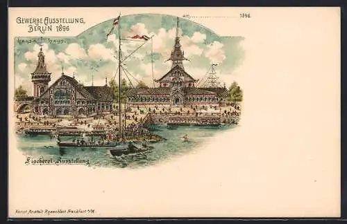 Lithographie Berlin-Treptow, Berliner Gewerbe-Ausstellung 1896, Hansahaus