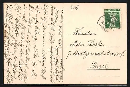 AK Sarnen-Kirchhofen, Ortspartie mit Kirche und Sarnersee