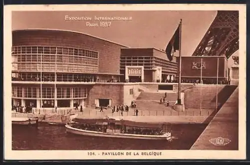 AK Paris, Exposition Internationale 1937, Pavillon de la Belgique, Dampfer