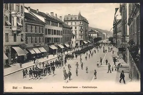 AK Biel, Dufourstrasse mit Cadettenkorps