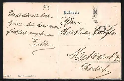 AK Basel, Die 3 Rheinbrücken aus der Vogelschau