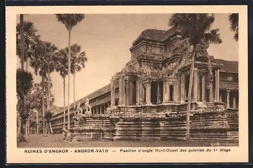 AK Angkor-Vath, Ruines d`Angkor, Pavillon d`angle Nord-Ouest des galeries du 1er étage