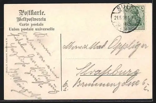 AK Sulz, Eisenbahnstrasse mit Kindern, Elsässerin in ortstypischer Tracht