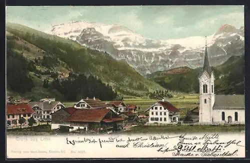 AK Lenk, Ortspanorama mit Kirche