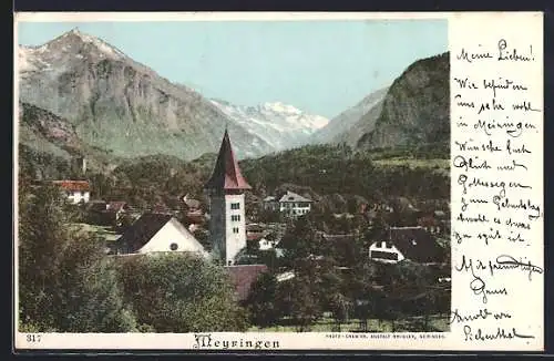 AK Meiringen, Totalansicht mit der Kirche