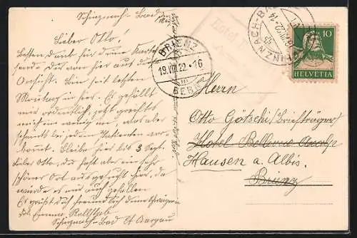 Künstler-AK Schinznach-Bad, Teilansicht mit Umgebung aus der Vogelschau