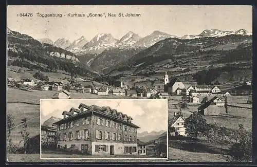 AK Neu St. Johann, Hotel Kurhaus Sonne, Ortsansicht