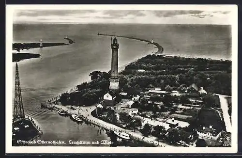 AK Osternothafen, Gesamtansicht mit Leuchtturm aus der Vogelschau