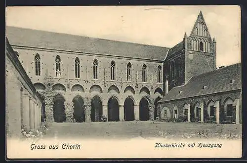 AK Chorin, Klosterkirche mit Kreuzgang