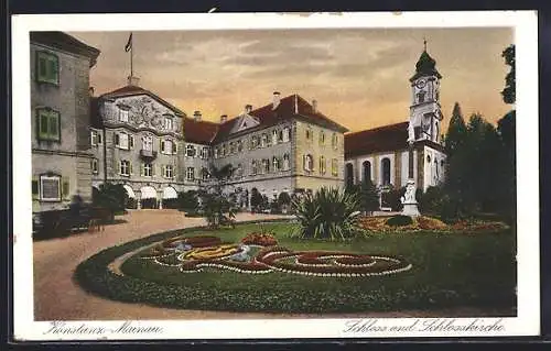 AK Konstanz-Mainau, Schloss mit Schlosskirche am frühen Abend