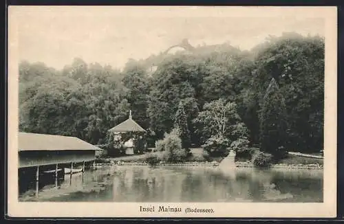 AK Insel Mainau /Bodensee, Uferpartie mit Pavillon