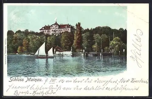 AK Mainau, Schloss Mainau mit Segelbooten