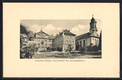 AK Mainau, Schloss Mainau, Schlosshof mit Schlosskirche