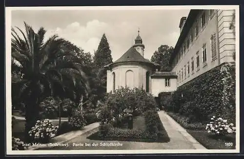 AK Insel Mainau, Partie bei Schlosskirche