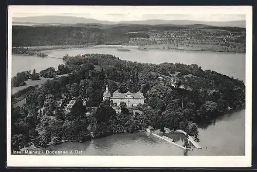 AK Insel Mainau i. Bodensee, Ortsansicht mit Schloss von Ost