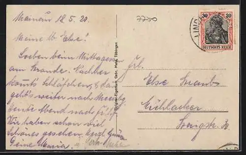 AK Insel Mainau, Schloss, Dampfer verlässt Landungsplatz