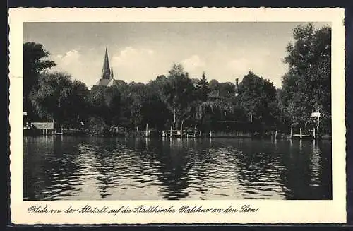 AK Malchow / Meckl., Blick von der Altstadt auf Kirche und See