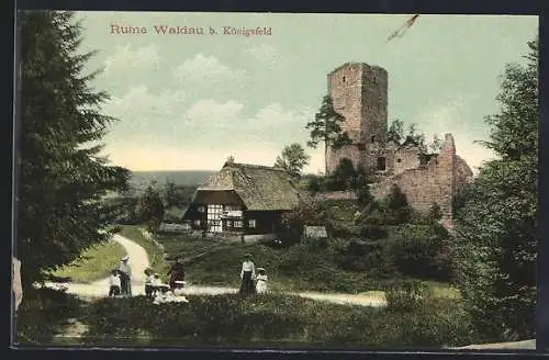 AK Königsfeld / Baden, Partie an der Ruine Waldau