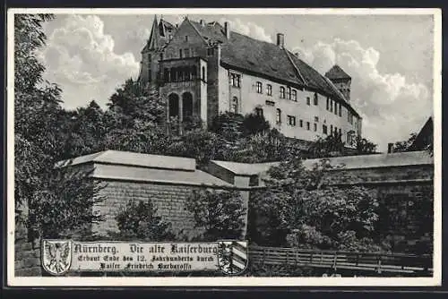AK Nürnberg, Blick auf die alte Kaiserburg