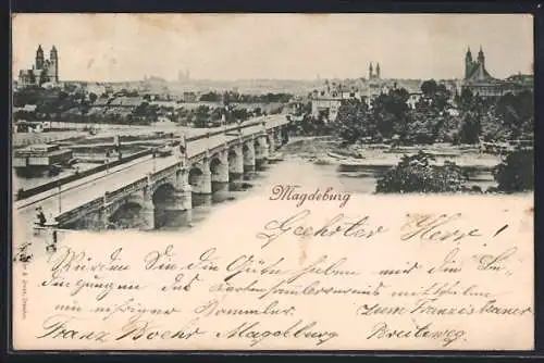 AK Magdeburg, Teilansicht mit Flusspartie