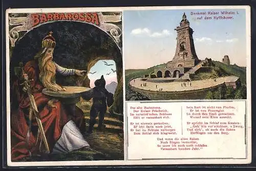 AK Kyffhäuser, Denkmal, Bararossa und Spruch