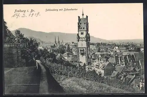 AK Freiburg i. Br., Schlossberg mit Schwabenthor