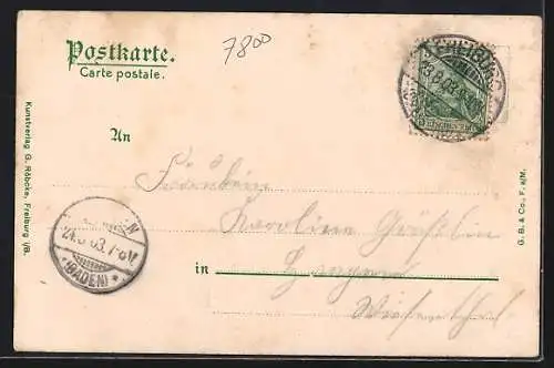 AK Freiburg i. B., Partie an der Kaiserbrücke