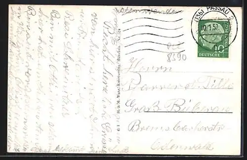 AK Passau, Bischöfliche Residenz mit Dom, Ostseite