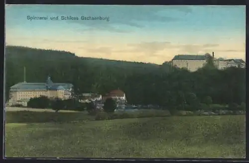 AK Sachsenburg / Frankenberg, Spinnerei und Schloss