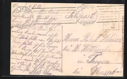 AK Ulm / Donau, Kahnpartie am See in der Friedrichsau