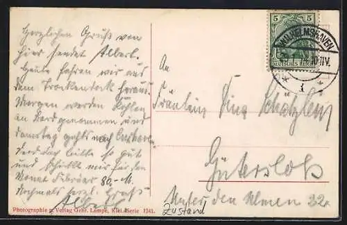AK Kriegsschiff SMS Thüringen, Reichskriegsfahne und Wappen
