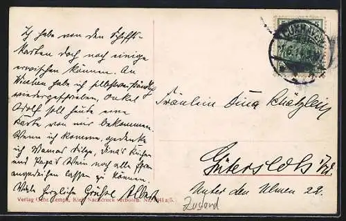 AK Kriegsschiff SMS Gneisenau, Reichskriegsfahne und Wappen