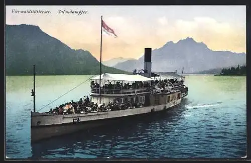 AK Salondampfer Germania auf dem Vierwaldstättersee