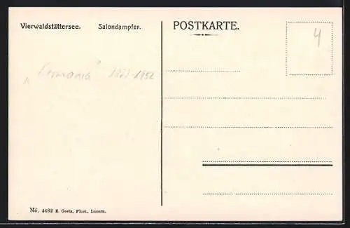 AK Salondampfer Germania auf dem Vierwaldstättersee