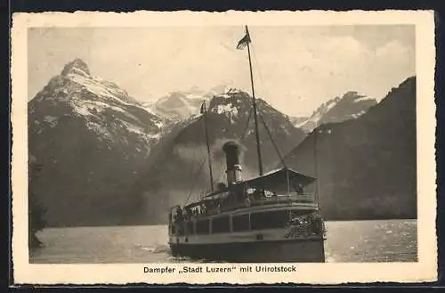 AK Dampfer Stadt Luzern mit Urirotstock