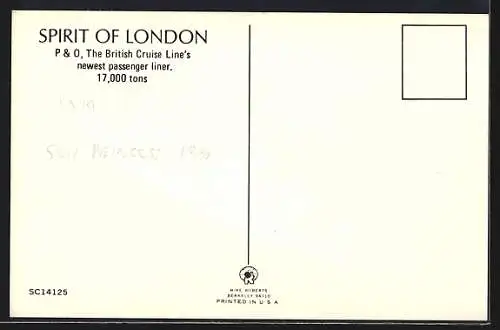 AK Passagierschiff Spirit of London aus der Vogelschau