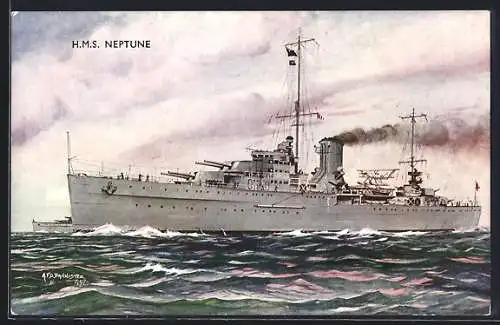 AK Kriegsschiff H. M. S. Neptune auf hoher See