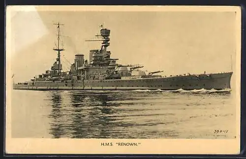 AK Kriegsschiff HMS Renown in Fahrt