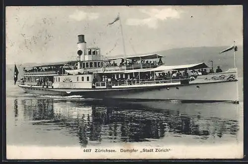 AK Dampfer Stadt Zürich in Fahrt