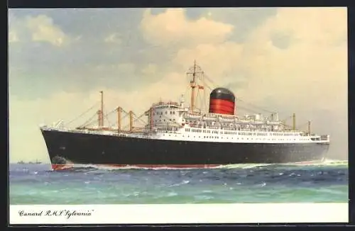 Künstler-AK Passagierschiff Cunard R.M.S. Sylvania, auf See unterwegs