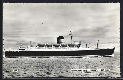 AK R.M.S. Ivernia in voller Fahrt, Passagierschiff, Cunard Line